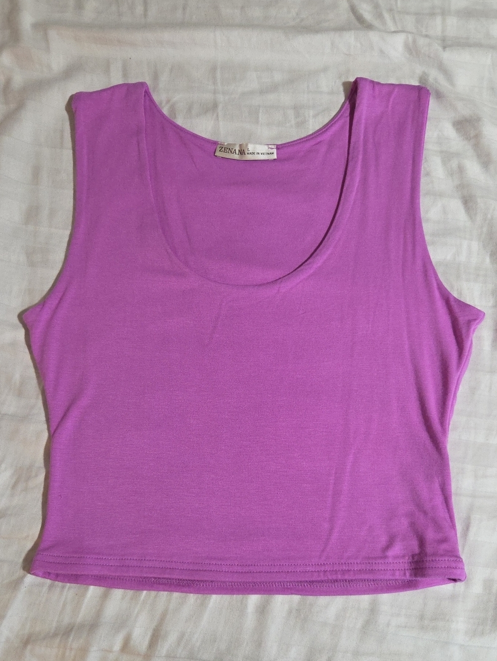 Zenana Outfitters Lavender Scoop Neck Crop Tank